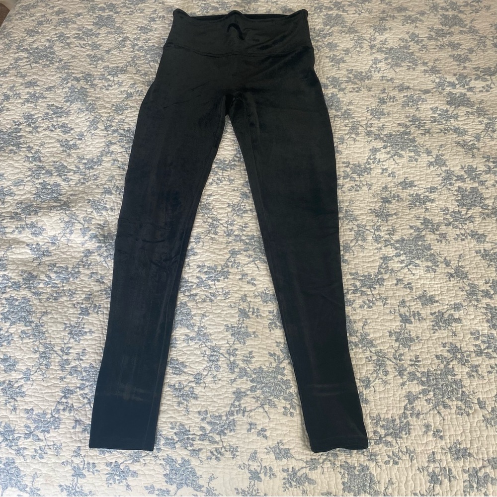 Spanx Black Velvet Leggings Size Large